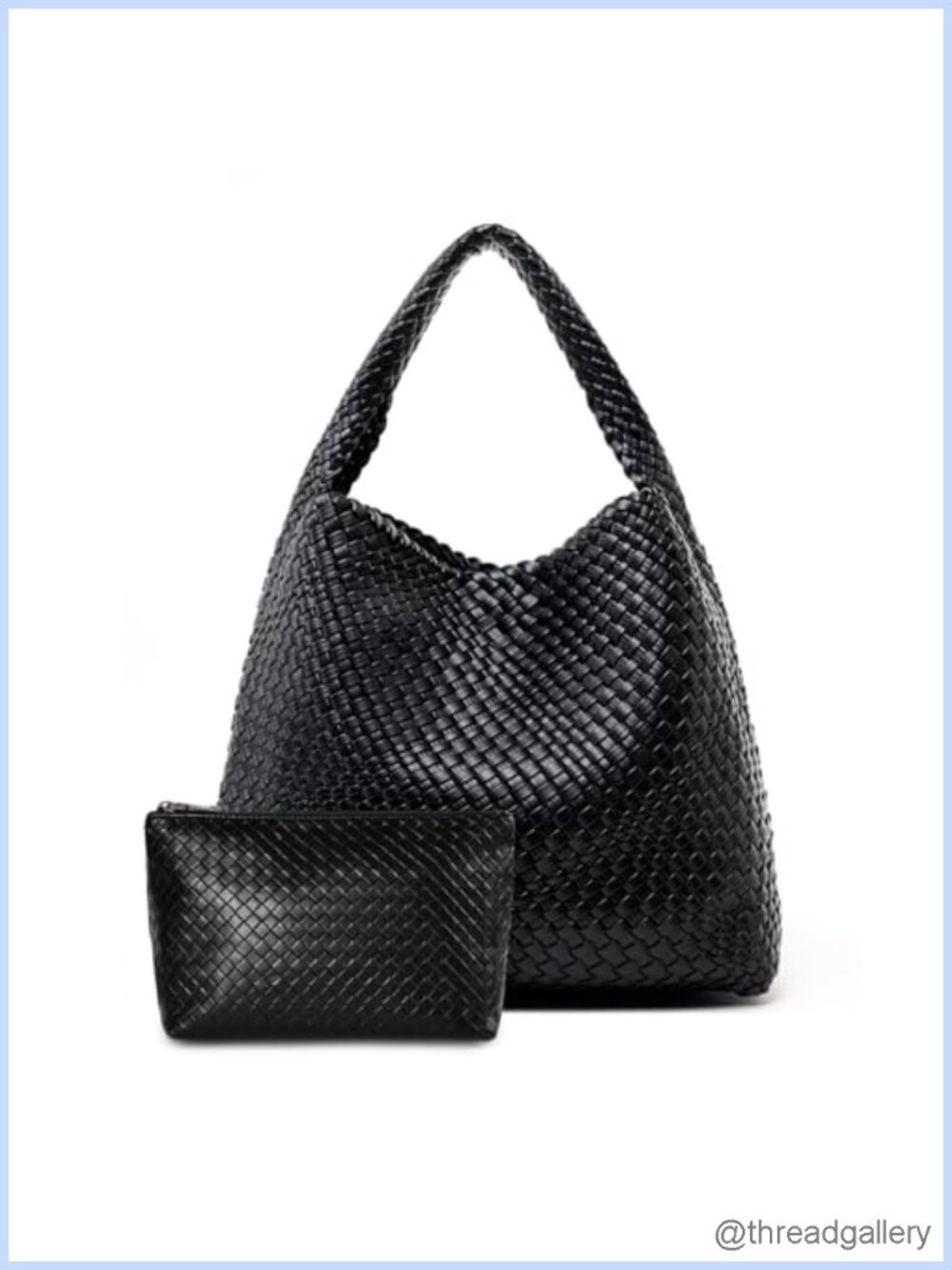 Large Woven Tote Bag for Women Weave Purse Woven Leather Handbag with Clutch